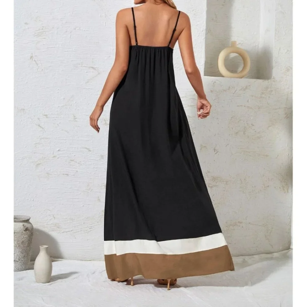 Boho Color block Open Back Cami Dress - Picture 2 of 6